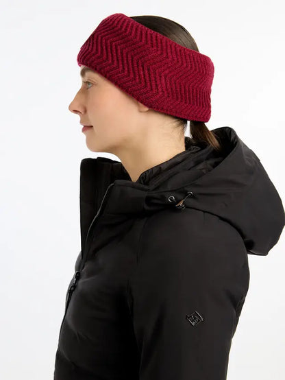 LeMieux Lila Headband Ember - Chevron Knit Faux Fur Lined Winter Headband for Women