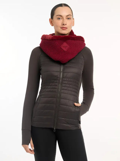 LeMieux Lila Ember Snood Neck Warmer - Chevron Knit Faux Fur Winter Neckwear