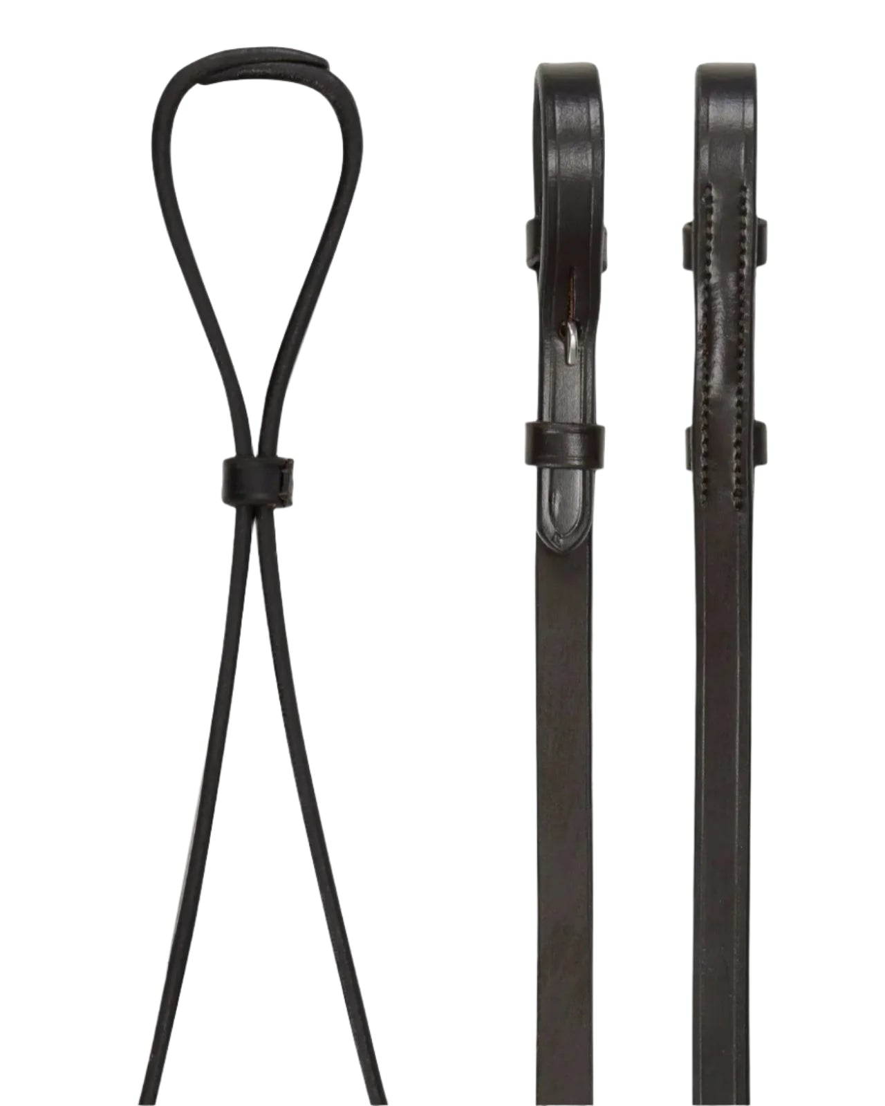 LEMIEUX Curb Rein Brown Leather with Silver Fittings for Double Bridle - Equiflair Equestrian Gear