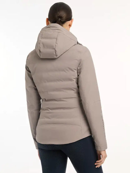 LeMieux Brooke Waterproof Hybrid Jacket - Ash. Women's 3-in-1 equestrian coat, detachable hood. Stylish & functional riding outerwear.