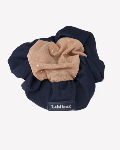 LeMieux Scrunchie Hair Net - Navy & Blonde Crystal Equestrian Riding Hair Accessory for Shows & Events