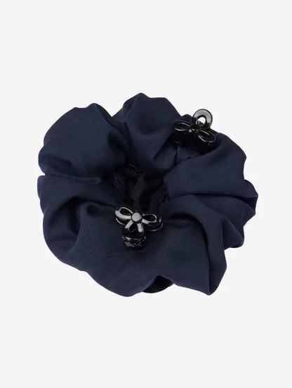 LeMieux Navy/Black Hair Scrunchie with Crystal Hairnet & Claw Clips | Equestrian Show Hair
