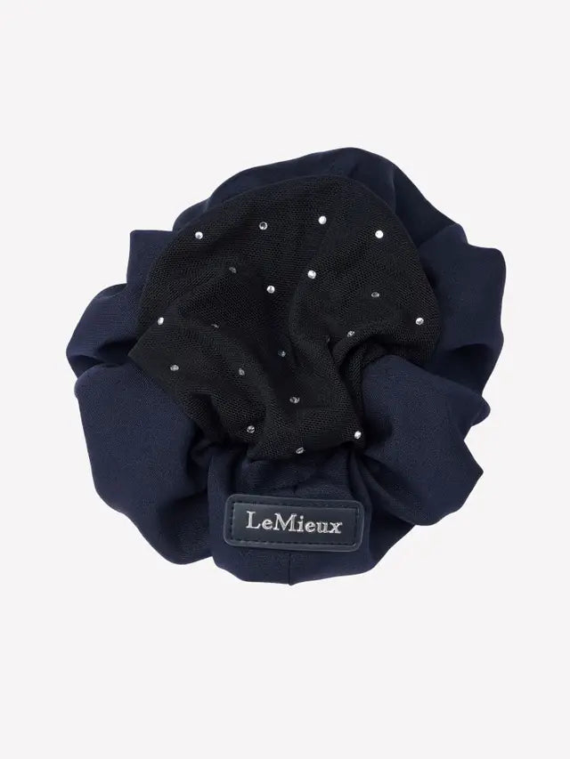 LeMieux Navy/Black Scrunchie with Crystal Hair Net - Show Ready Equestrian Style