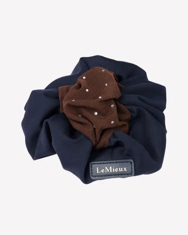 LeMieux Navy & Brown Crystal Hair Net Scrunchie: Equestrian Show Hair Accessory