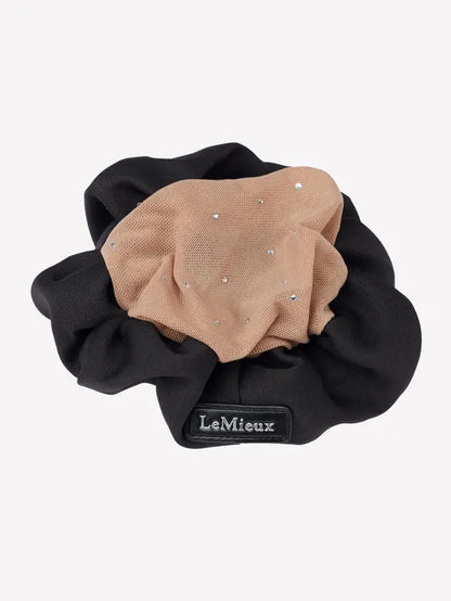 LeMieux Black & Blonde Crystal Hair Net Scrunchie - Equestrian Show Hair Accessory
