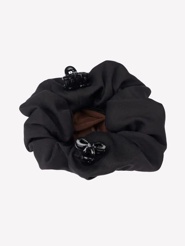 LeMieux Black Scrunchie with Crystal Hair Net - Black and Brown Hair Accessory