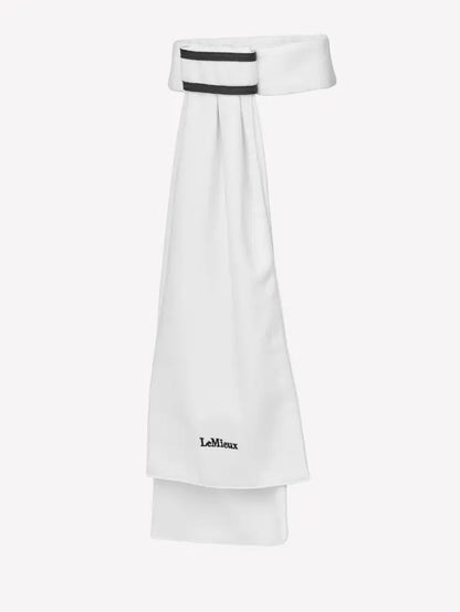 LEMIEUX SPORTY STOCK WHITE - Ready-Tied, Breathable Horse Riding Stock, White with Navy Trim