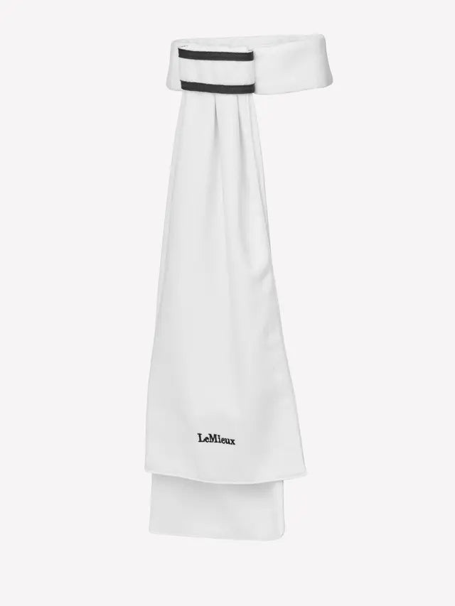 LEMIEUX SPORTY STOCK WHITE - Ready-Tied, Breathable Horse Riding Stock, White with Navy Trim