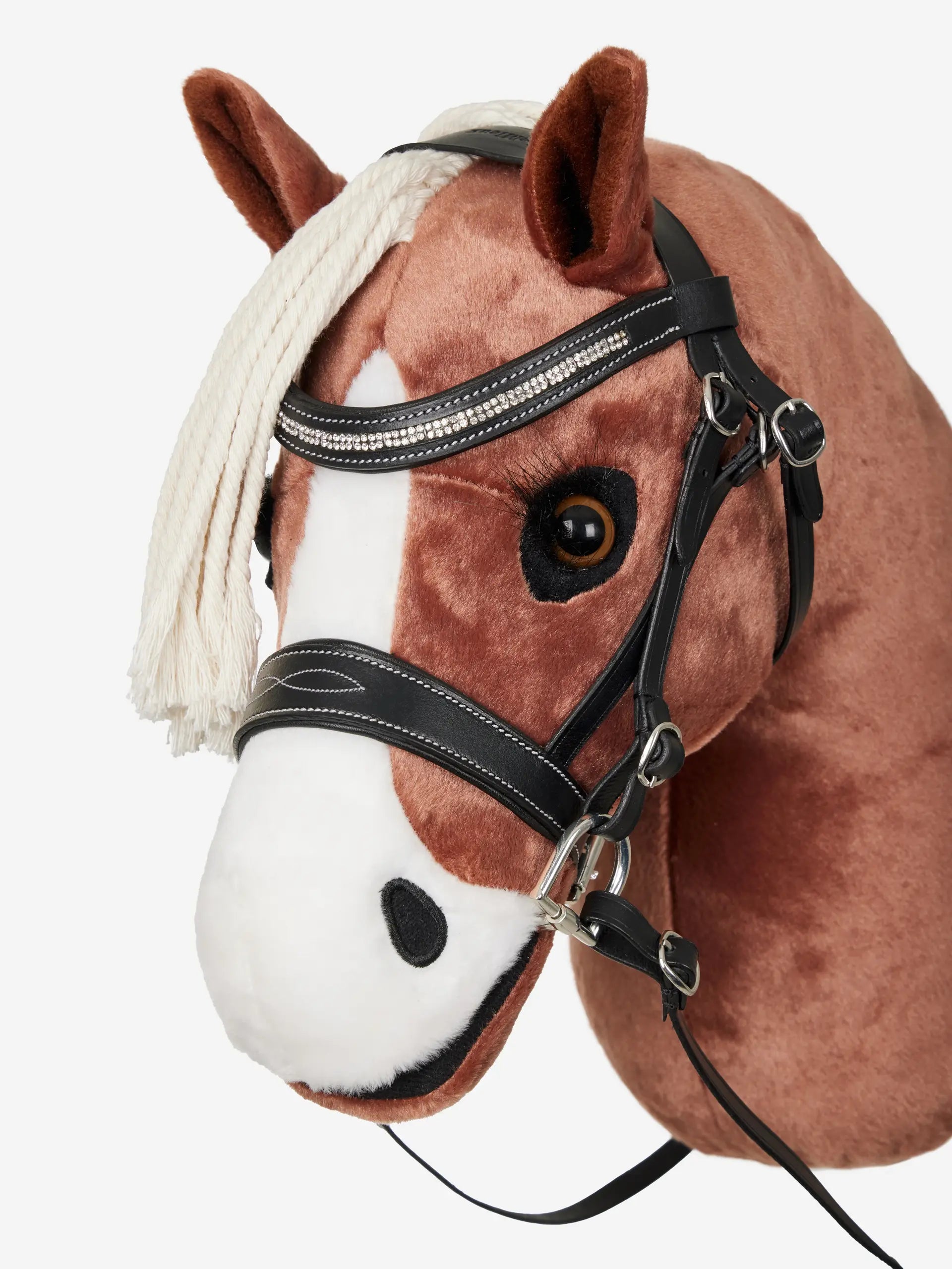 LeMieux Hobby Horse Sparkle Browband - Black Leather Toy Horse Bridle with Diamante Details