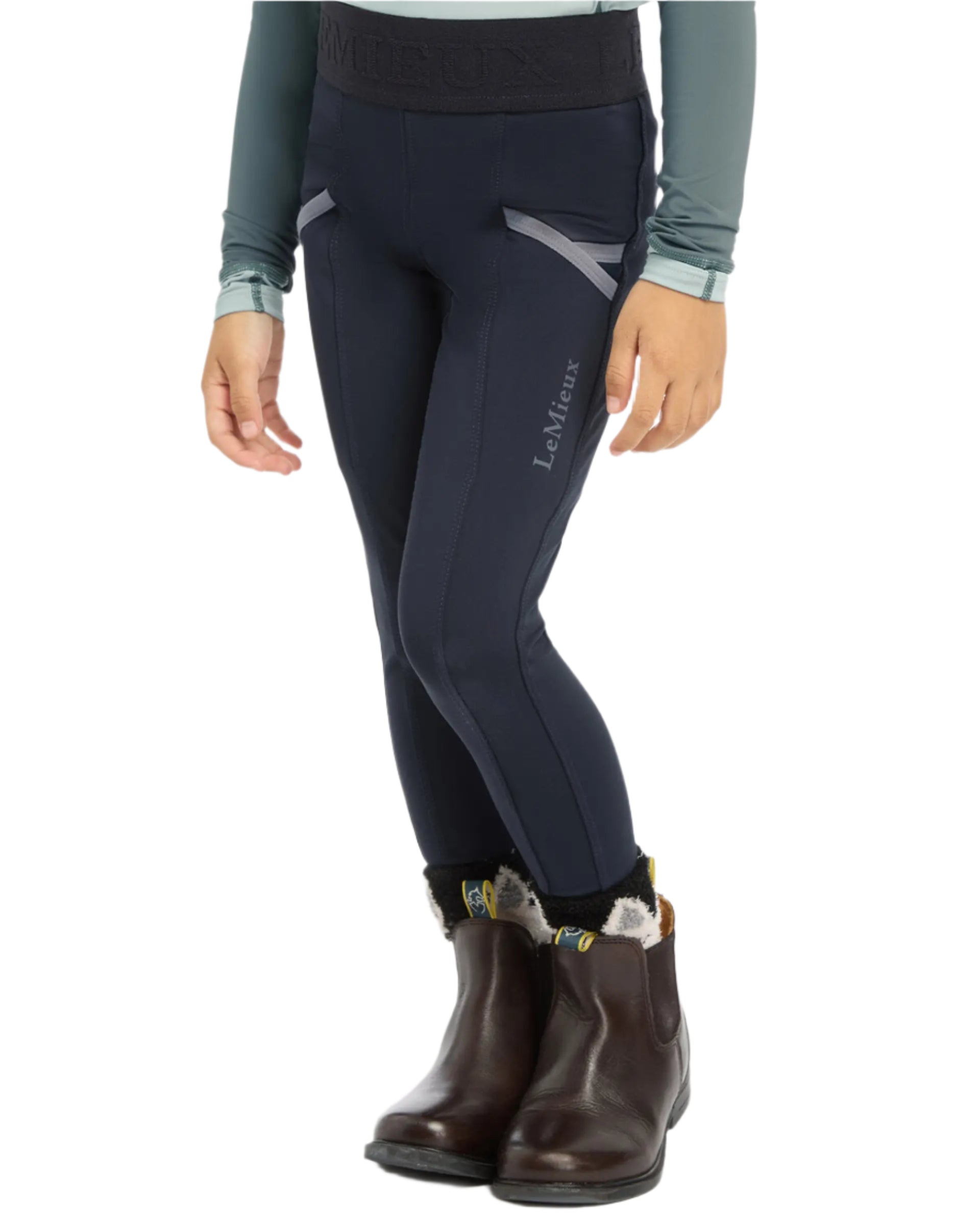 Lemieux Mini Pull-On Breeches Navy for Kids - Riding Leggings, Equestrian Apparel by Equiflair