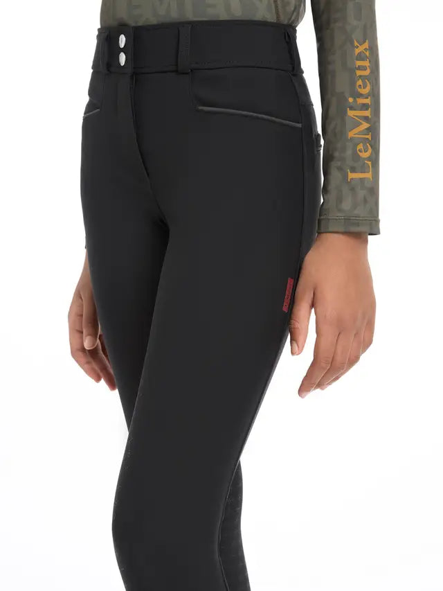 Lemieux Young Rider Izzy Full Seat Breeches - Black riding pants for equestrian sports.