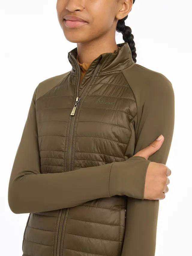 LeMieux Young Rider Josephine Jacket Alpine Green: Quilted equestrian riding apparel. 