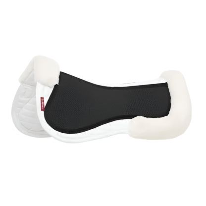 LEMIEUX Streamline Half Pad White/White - Horse Saddle Pad with Merino+ Rolls & Neoprene Pockets