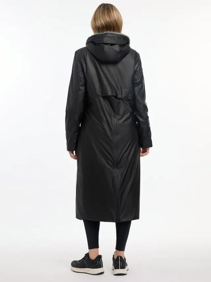 Lemieux All Elements Black Waterproof Long Coat for Women: Horse Riding, Outdoor Work, Lightweight, Full Length, Fleece Lined