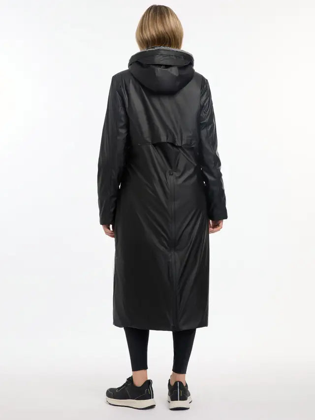Lemieux All Elements Black Waterproof Long Coat for Women: Horse Riding, Outdoor Work, Lightweight, Full Length, Fleece Lined
