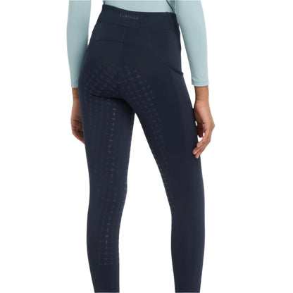 LeMieux Young Rider Orla Pull Ons Navy Riding Leggings - Sweat-Wicking, Pockets, Full Seat Grip