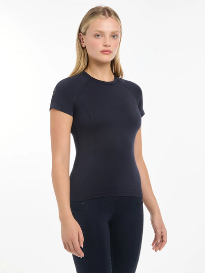 LeMieux Britney Seamless Navy Short Sleeve Top - UV Protective Breathable Active Wear Base Layer