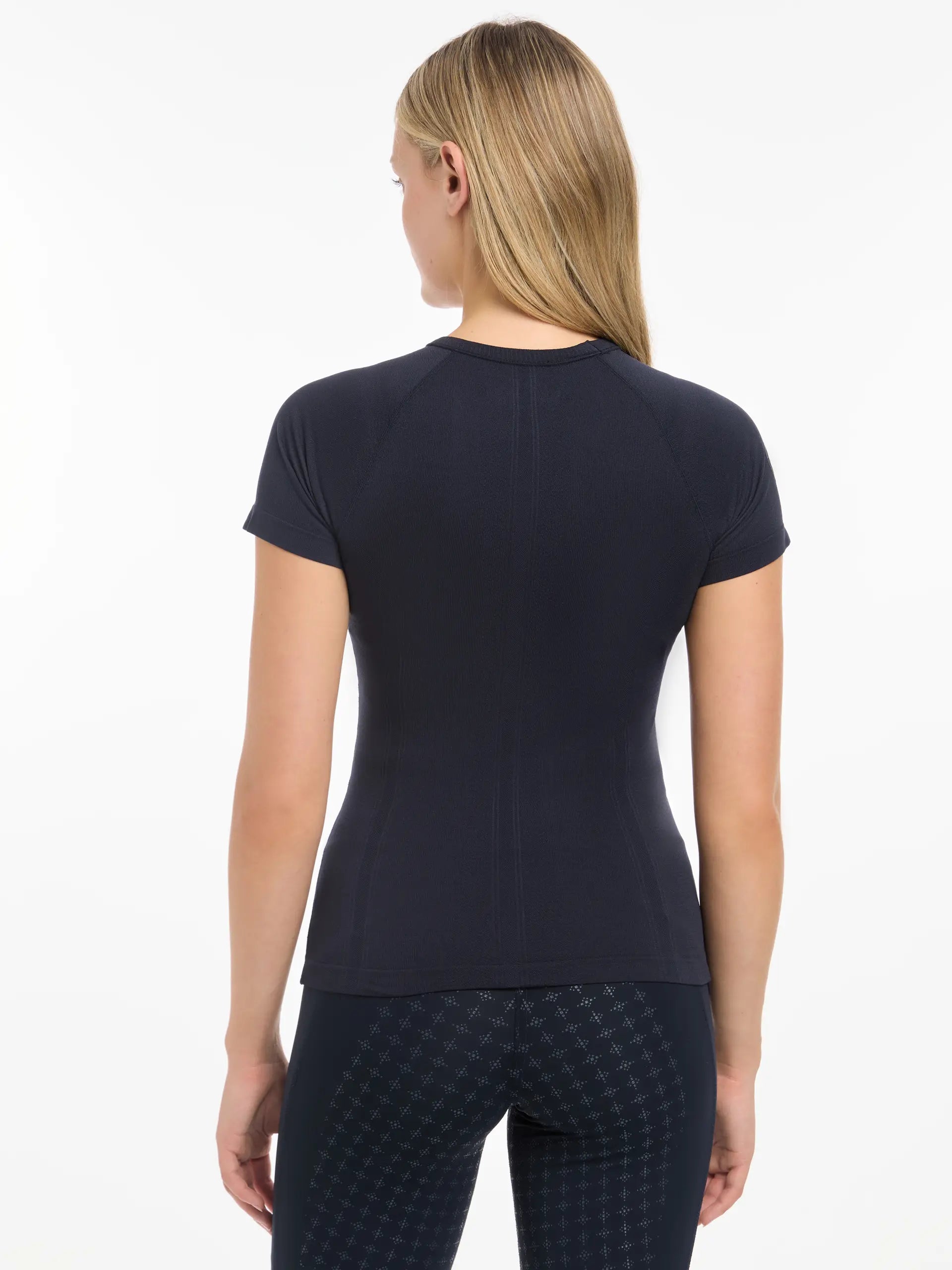 LEMIEUX BRITNEY SEAMLESS SHORT SLEEVE TOP NAVY - Breathable Mesh Base Layer - Equiflair Activewear