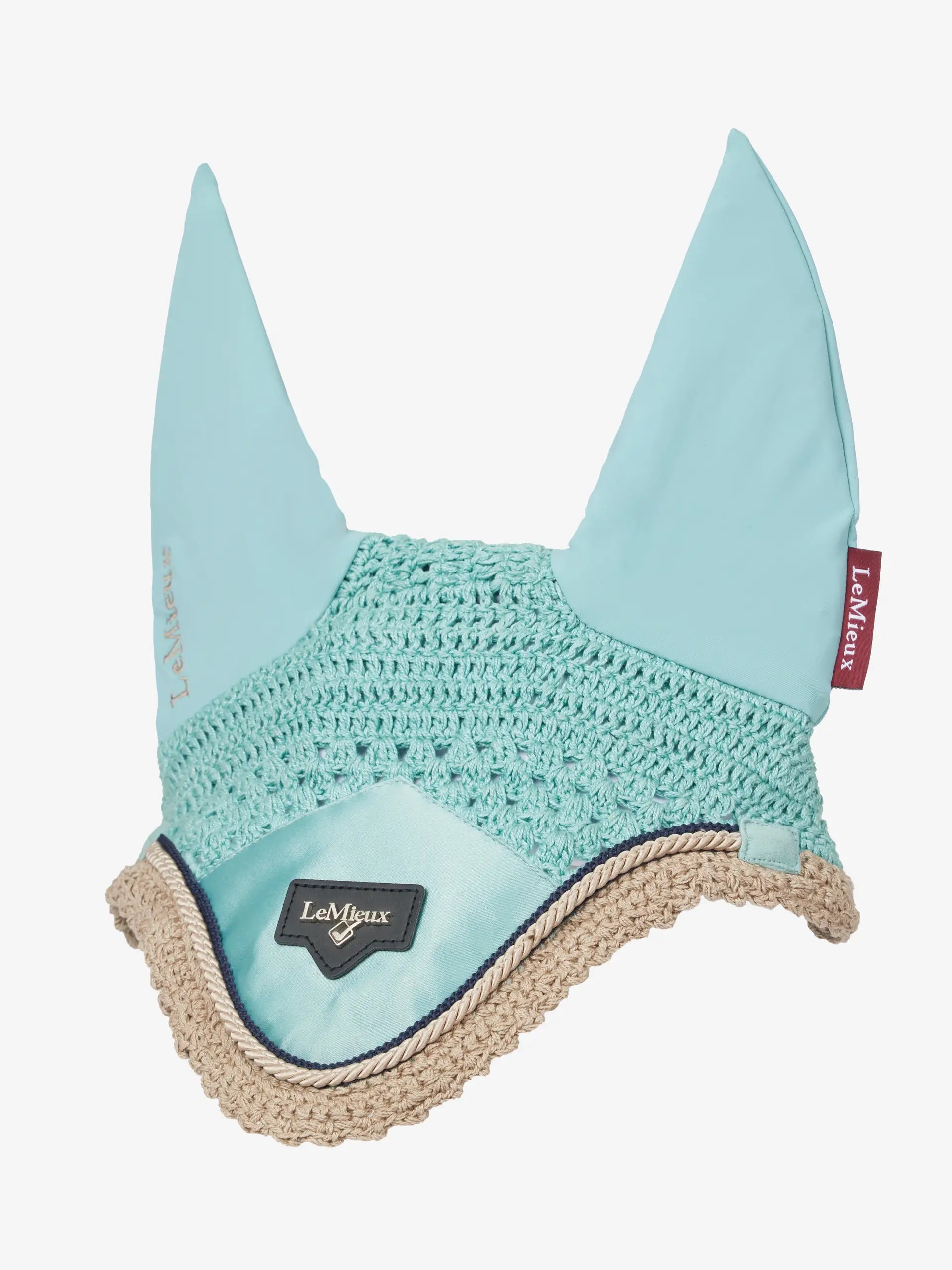 LeMieux Loire Aqua Fly Hood - Horse Ear Net with Satin Finish & Crochet Veil