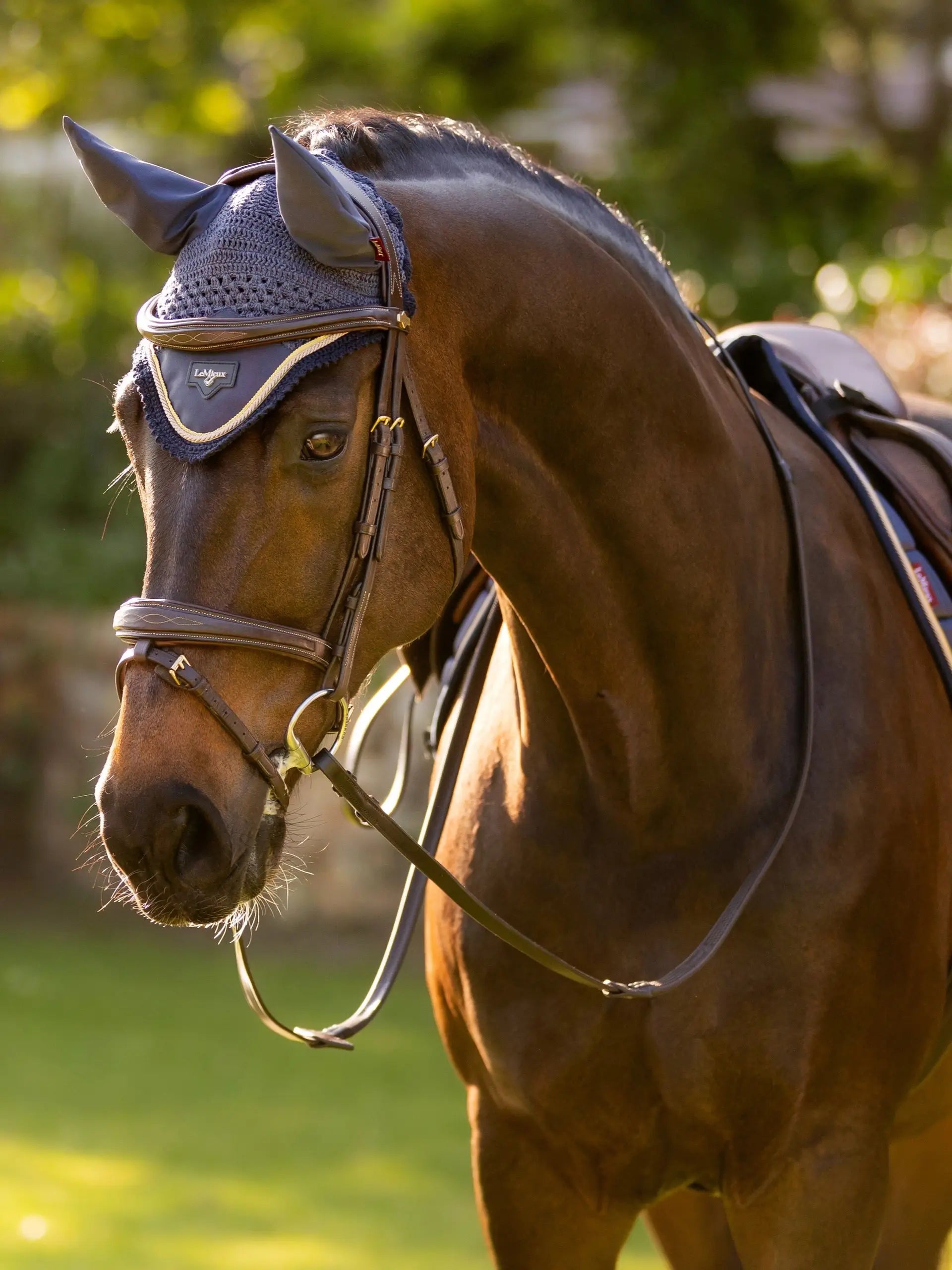 LeMieux Loire Fly Hood Dusk Blue - Horse Fly Mask for Protection & Style