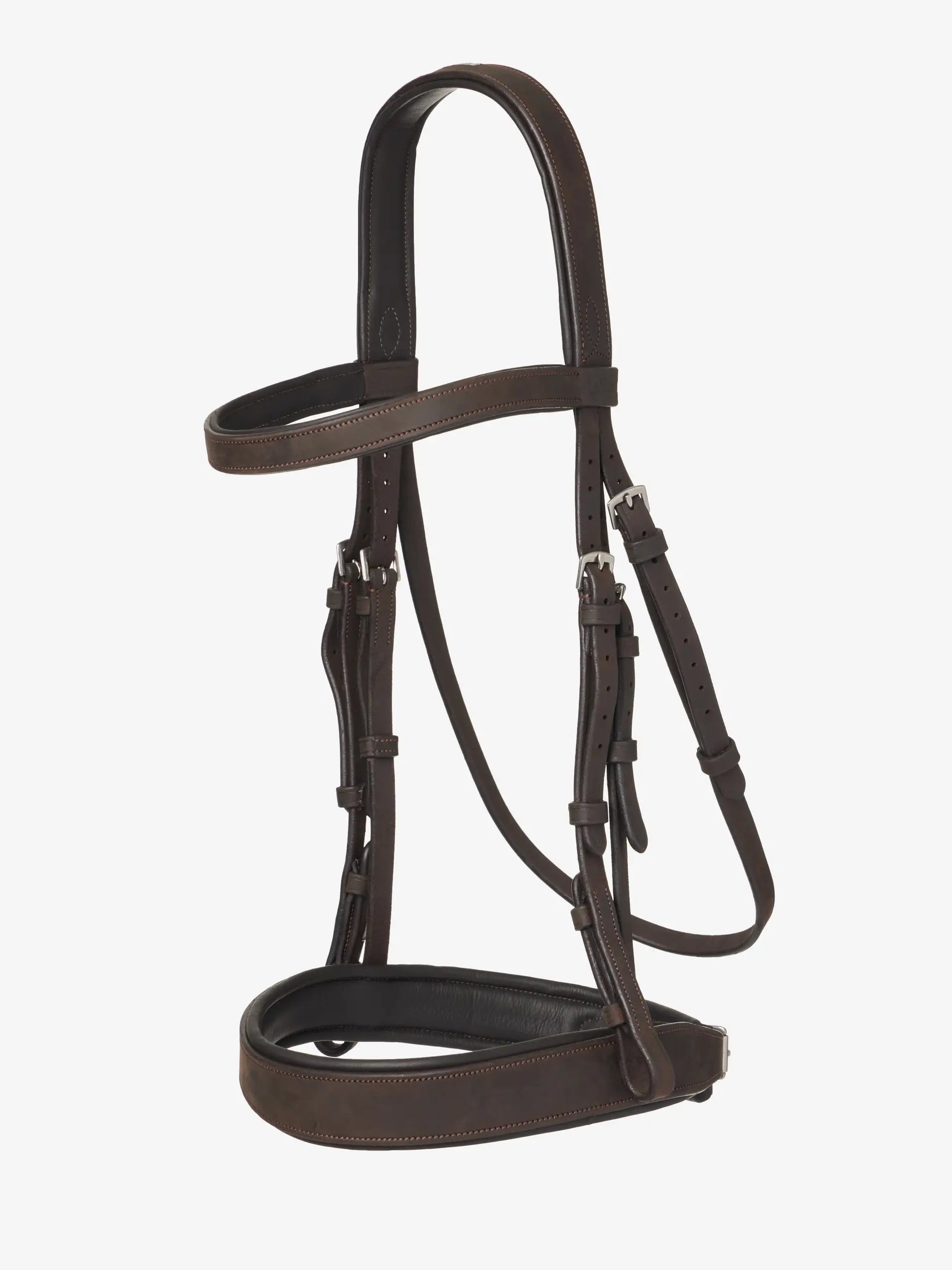 LeMieux Flat Hunter Bridle: Havana Leather, Padded, with Laced Reins. Equestrian Horse Tack, English Riding.