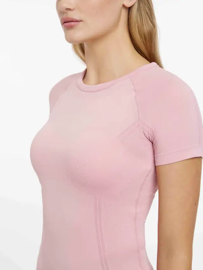LeMieux Britney Blossom Seamless Short Sleeve Top: Pink Women's Athletic Shirt