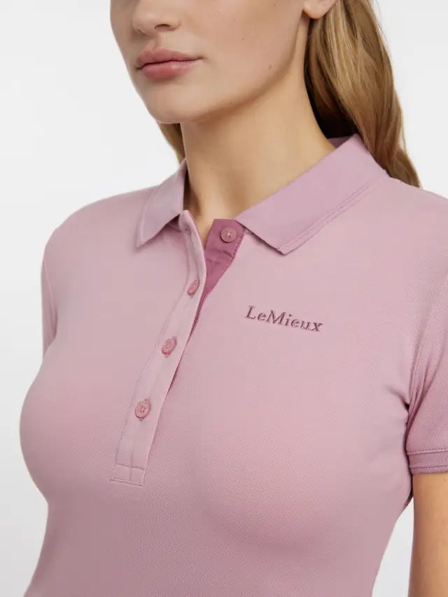 LeMieux Classique Blossom Polo Shirt - Women's Equestrian Polo Shirt. Stylish Blossom Polo Shirt with buttons and the LeMieux logo.