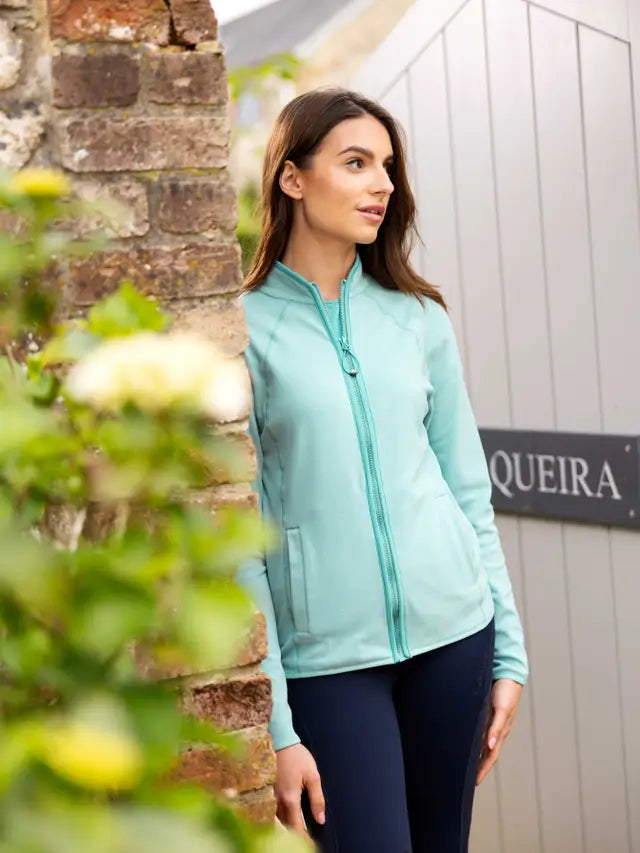 LEMIEUX FAYE FLEECE ZIP THROUGH AQUA: Aqua Fleece Zip-Up Jacket by LEMIEUX, Stylish & Warm microfleece jacket.
