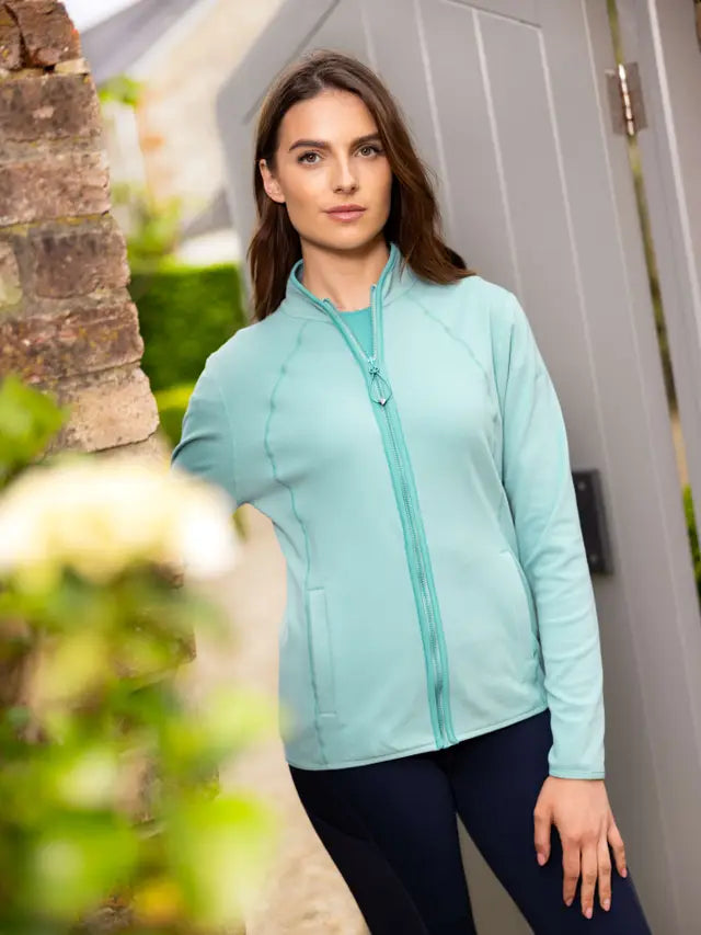 LEMIEUX FAYE FLEECE ZIP THROUGH AQUA: Women's Fleece Jacket for Layering | Comfortable and Stylish