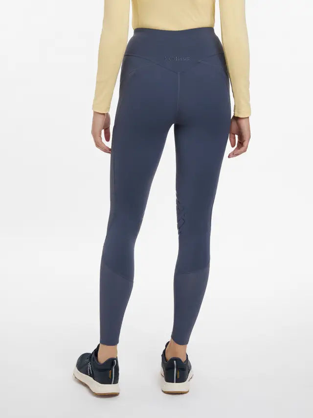 LEMIEUX LYDIA Mesh Leggings Dusk Blue: Equestrian Riding Leggings, Four-Way Stretch, Silicone Knee Grip - Women's Activewear