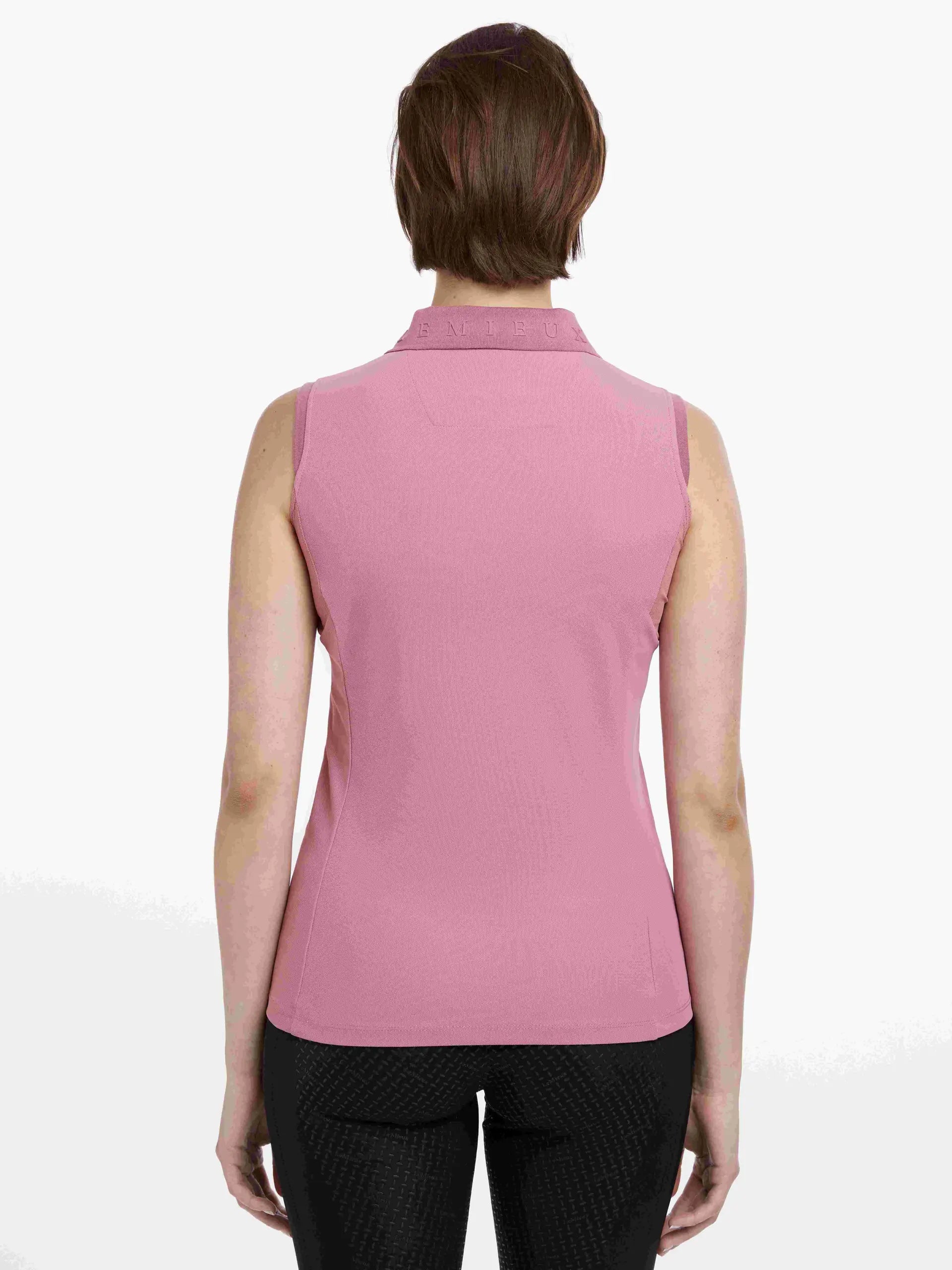 LeMieux Marissa Sleeveless Polo Shirt Peony - Stylish Riding Top, UV Protection