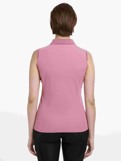 LeMieux Marissa Sleeveless Polo Shirt Peony - Stylish Riding Top, UV Protection