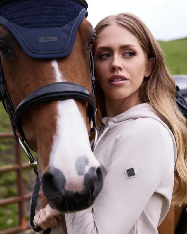 LEMIEUX TABI TECH ZIP THROUGH HOODIE STONE with Horse | Equestrian Fashion by Equiflair