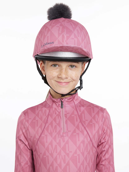 LeMieux Clea Peony Hat Silk on Young Rider: Horse Riding Helmet Cover, Equestrian Fashion