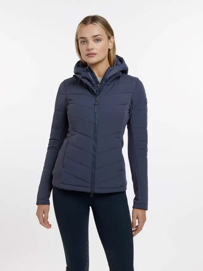 LeMieux Brioney Hybrid Jacket - Dusk Blue, Water Repellent Women's Jacket with Detachable Hood