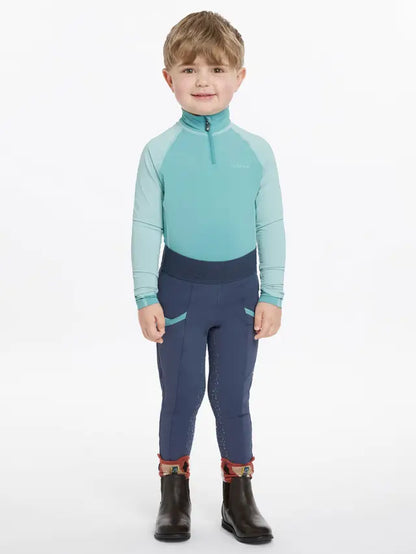 Lemieux Mini Base Layer Lagoon: Young Rider Equestrian Apparel - Turquoise Shirt & Navy Riding Pants