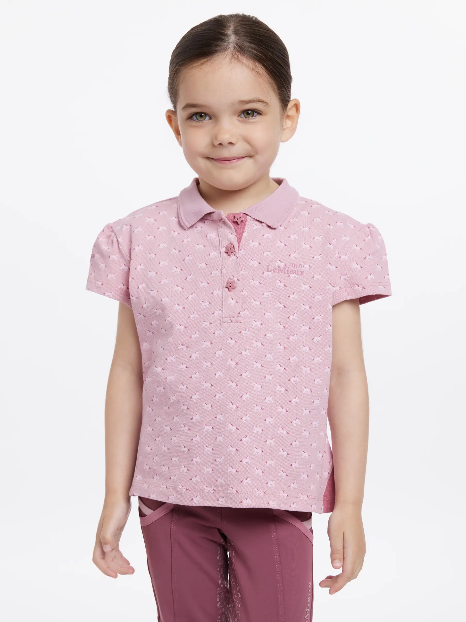 LEMIEUX Mini Polo Shirt Blossom for Girls | Equestrian Apparel with Horse Print