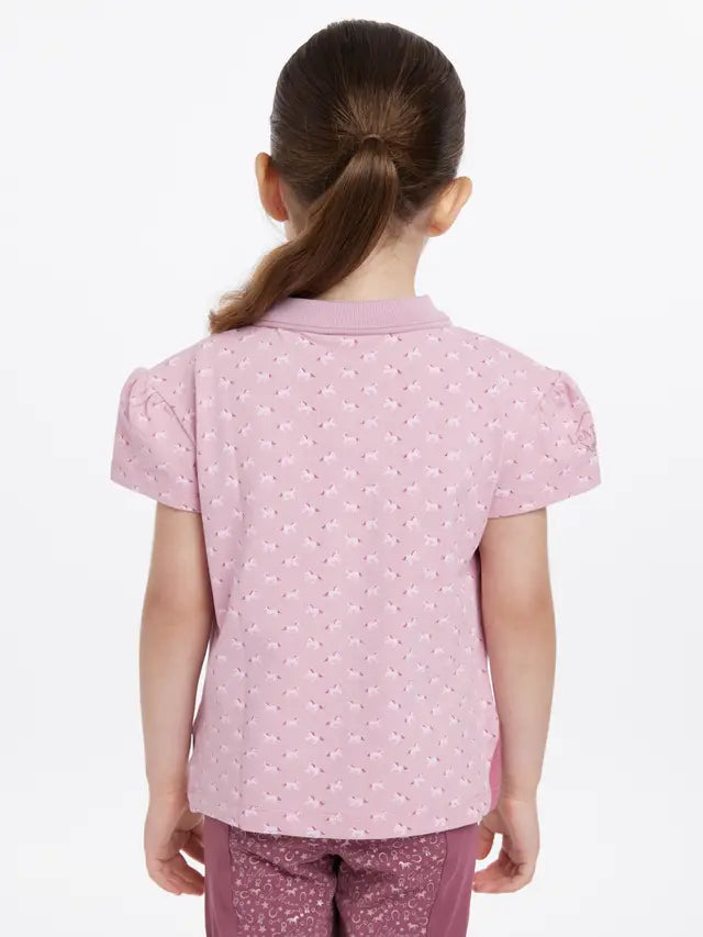 Lemieux Mini Polo Shirt Blossom Pink Back View | Girl's Equestrian Horse Riding Top Equiflair