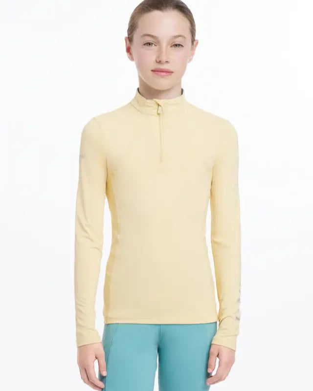 LeMieux Young Rider Base Layer Mimosa - Equiflair: UV, Sweat-Wicking, Breathable Kids Riding Shirt
