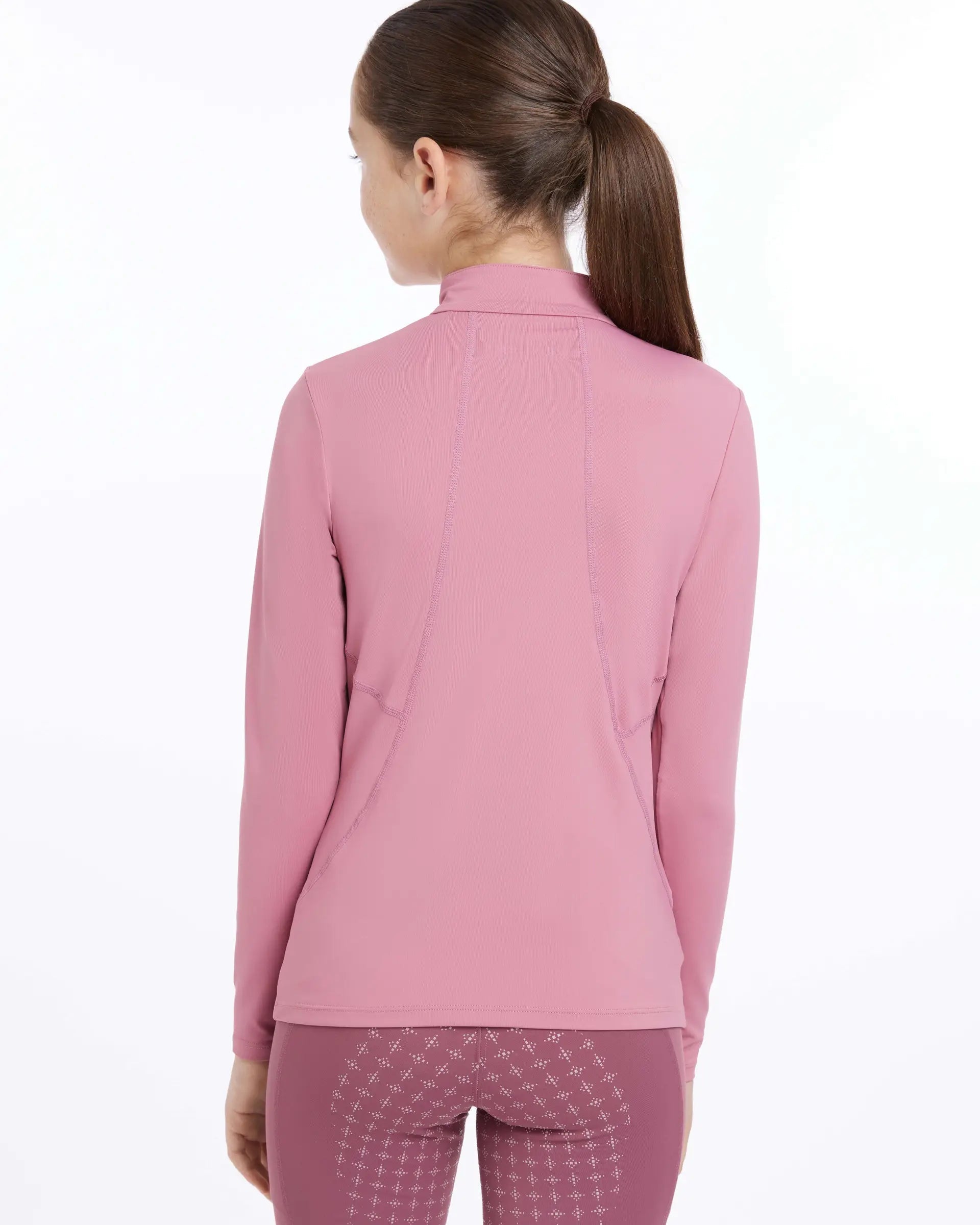 LeMieux Young Rider Base Layer - PEONY Quarter Zip, UV50+ Protection, Sweat-Wicking Activewear for Young Equestrians