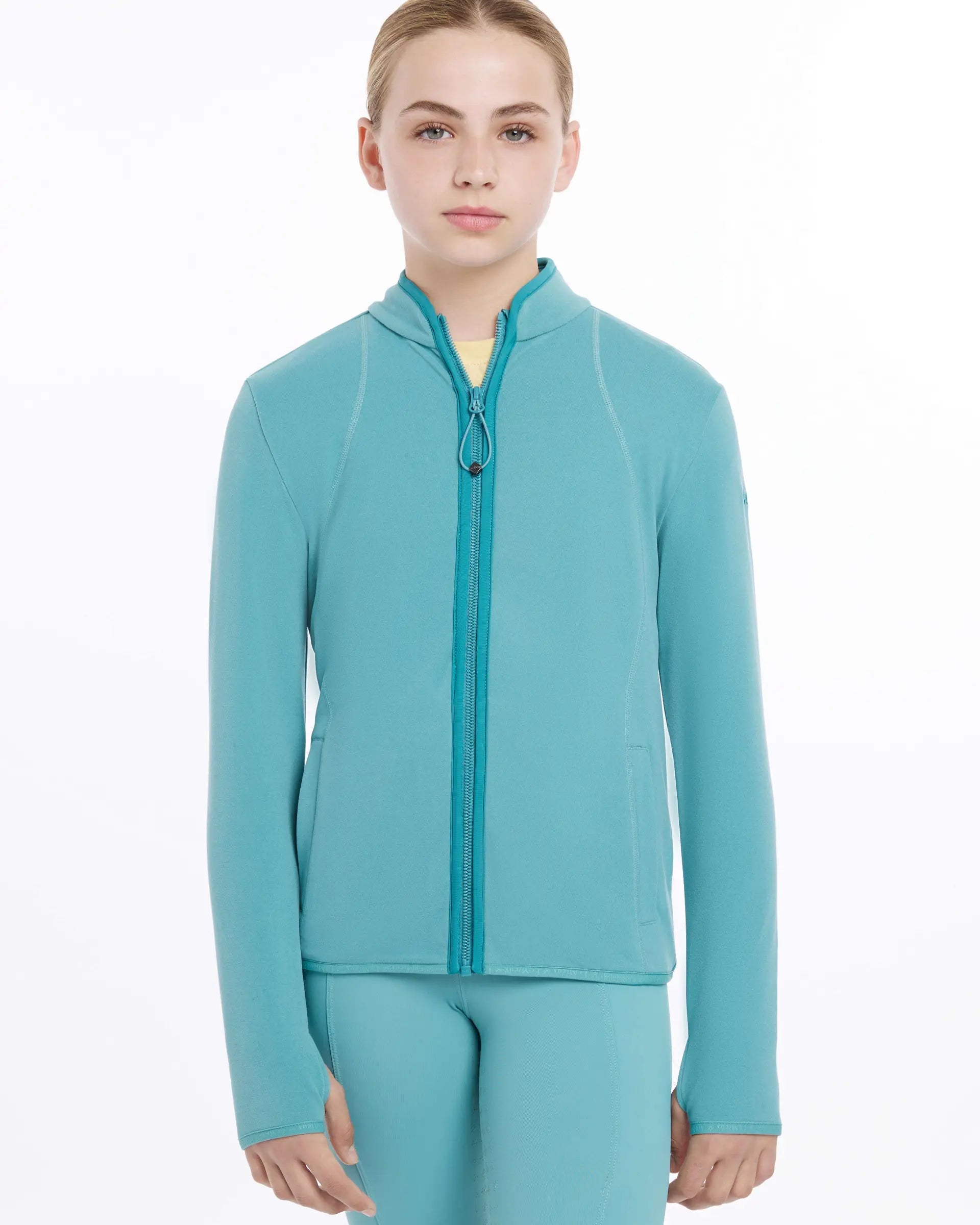 LEMIEUX Young Rider Felicity Fleece Zip-Up Jacket - Lagoon. Girls Equestrian Clothing.