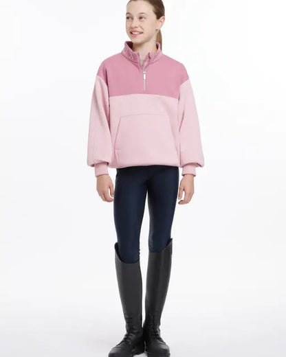 LeMieux Young Rider Kate Quarter Zip Sweatshirt in Blossom. Equestrian Apparel for Girls, Riding Top, Equiflair