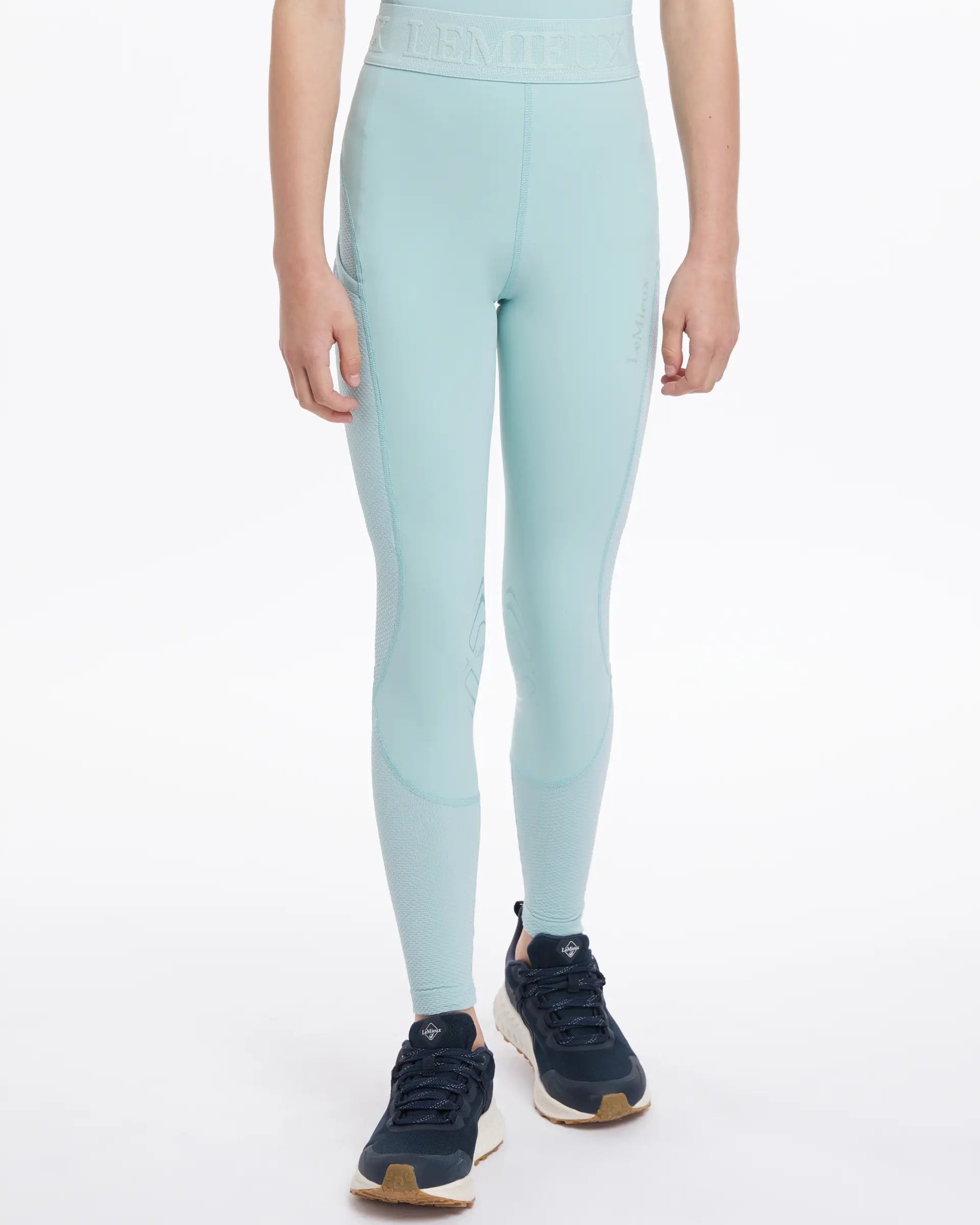 LEMIEUX YOUNG RIDER LIZZIE Aqua Mesh Leggings: Lightweight, Sweat-Wicking Horse Riding Apparel