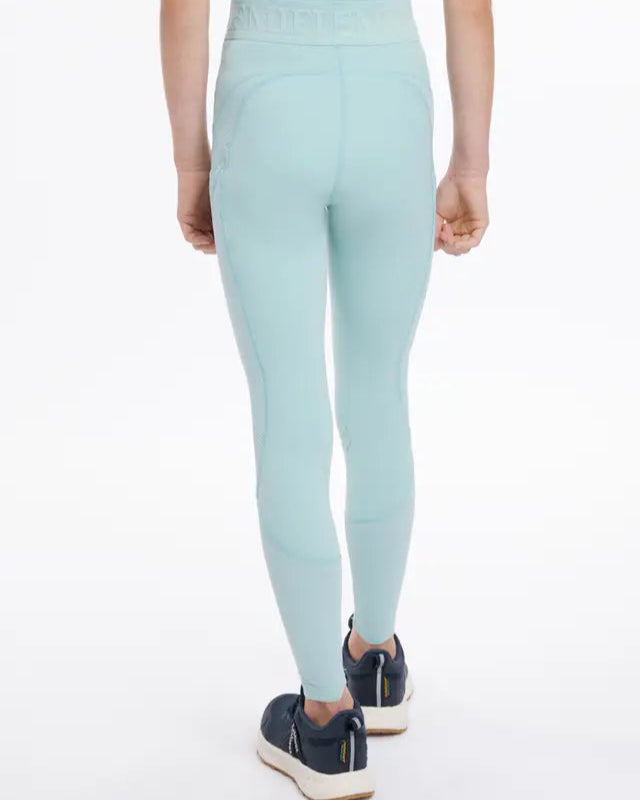 Lemieux Young Rider Lizzie Aqua Mesh Leggings. Girls equestrian apparel. Stylish, Breathable Riding Pants. Youth Horse Riding Tights