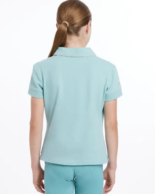LeMieux Young Rider Polo Shirt - Aqua Blue Equestrian Top for Girls