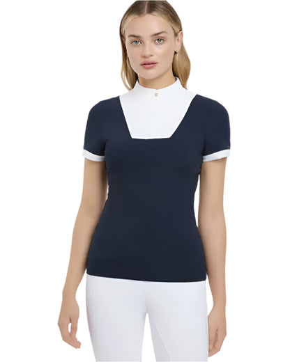 LeMieux Sophia Navy Show Shirt - Short Sleeve Equestrian Competition Riding Shirt - Shop now!