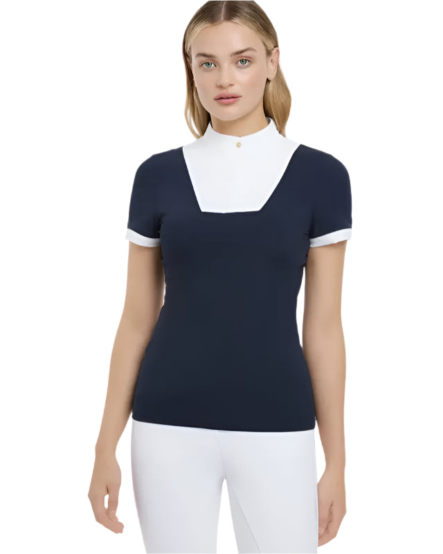 LeMieux Sophia Navy Show Shirt - Short Sleeve Equestrian Competition Riding Shirt - Shop now!