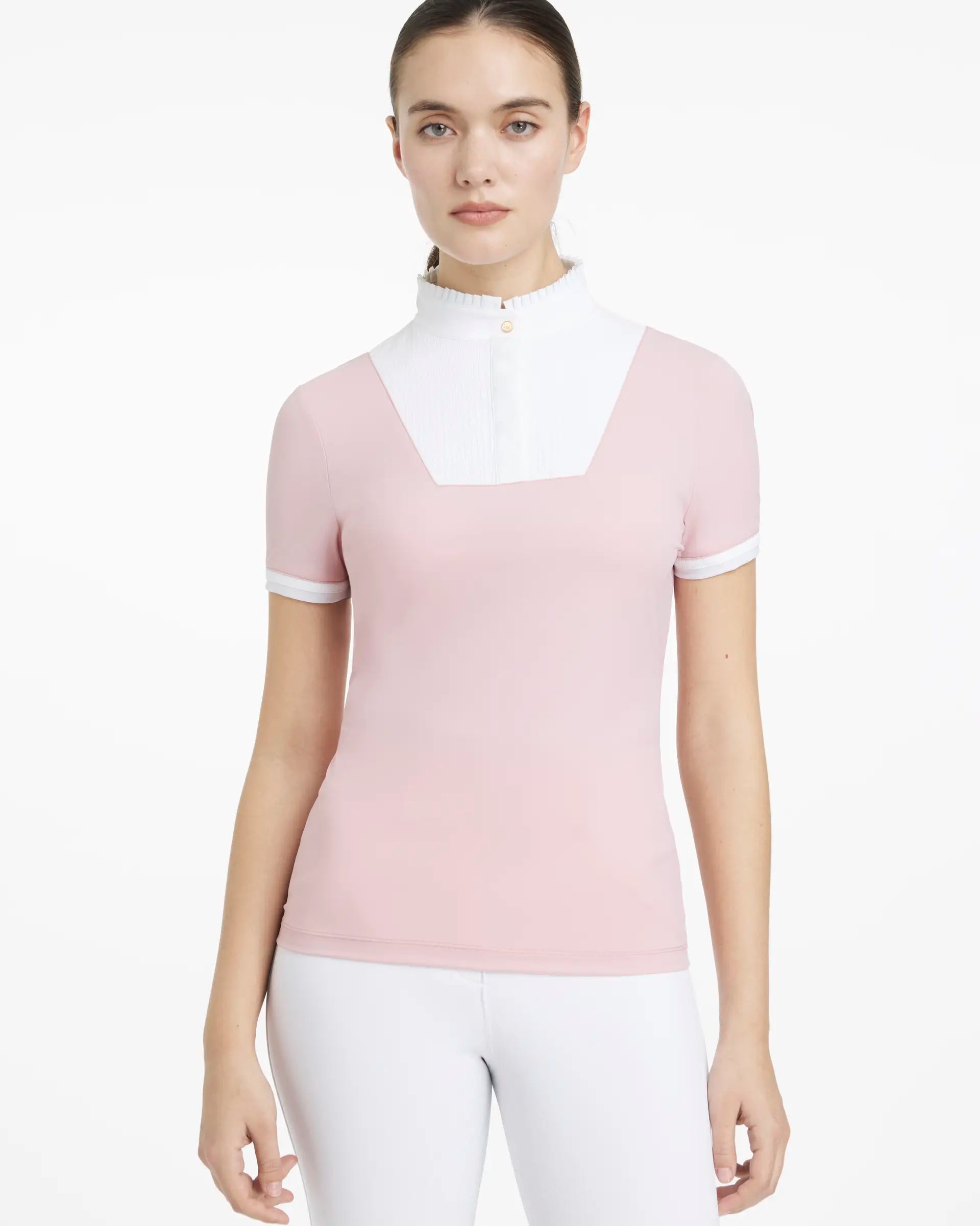 LeMieux Sophia Blossom Show Shirt: Equestrian Short Sleeve Pleated Top for Competition