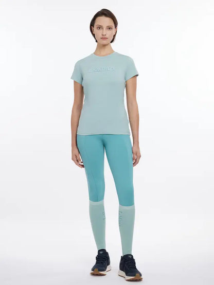 LEMIEUX CLASSIQUE T-SHIRT AQUA Equiflair: Women's Aqua Tee with Lemieux Logo, Sporty Style.