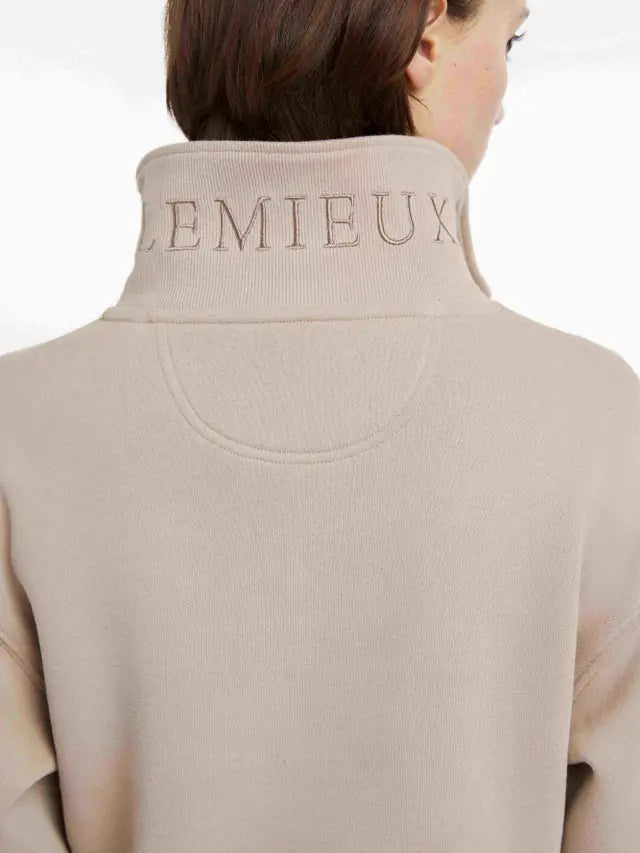 LeMieux Keira Quarter Zip Sweatshirt - Almond. Equestrian Style, Embroidered Logo. Comfortable and Stylish Riding Apparel.